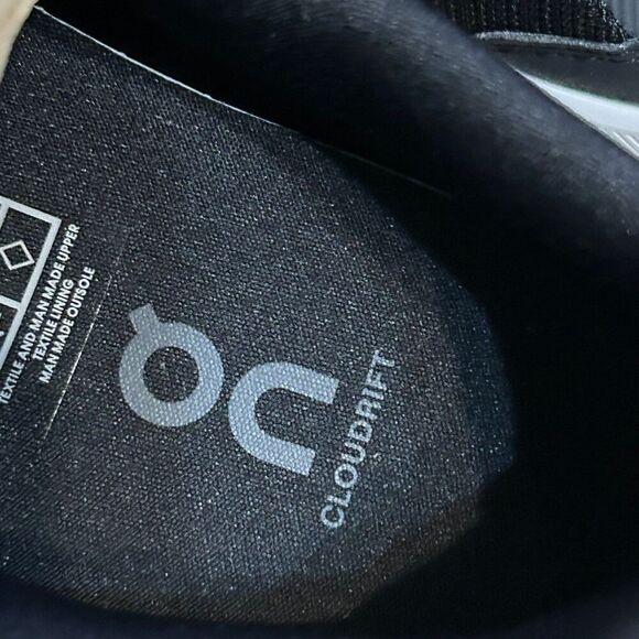 On CLOUDRIFT black white lace up running athletic shoes sneakers women's 7.5 new - Picture 5 of 7